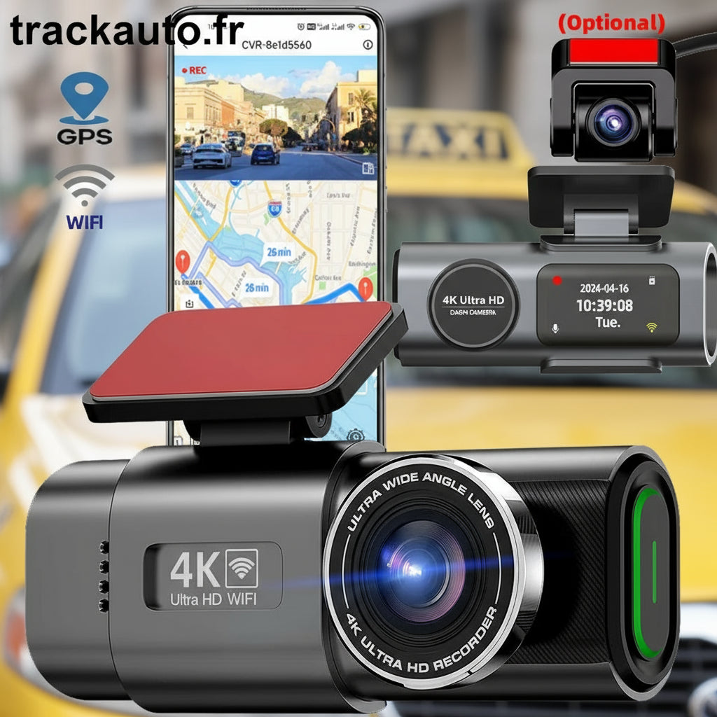Dash Cam 4K pour voiture avec Vision nocturne